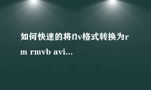 如何快速的将flv格式转换为rm rmvb avi 等格式 可推荐软件 试了下狸窝 貌似有点慢