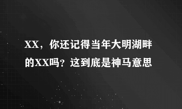 XX，你还记得当年大明湖畔的XX吗？这到底是神马意思