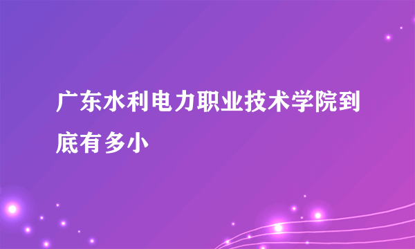 广东水利电力职业技术学院到底有多小