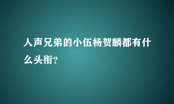 人声兄弟的小伍杨贺麟都有什么头衔？