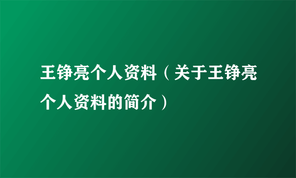 王铮亮个人资料（关于王铮亮个人资料的简介）