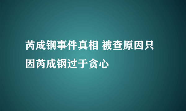 芮成钢事件真相 被查原因只因芮成钢过于贪心