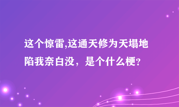 这个惊雷,这通天修为天塌地陷我奈白没，是个什么梗？