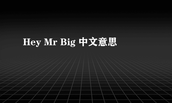 Hey Mr Big 中文意思