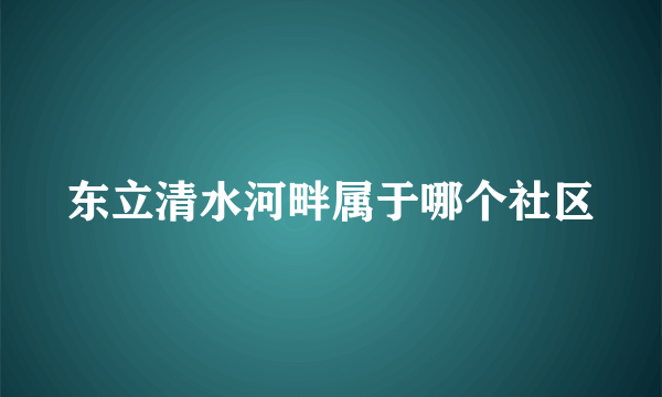 东立清水河畔属于哪个社区