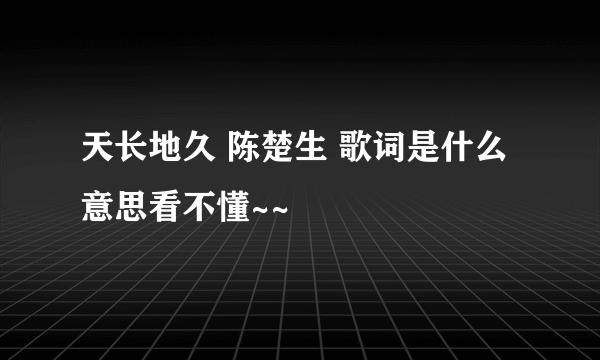 天长地久 陈楚生 歌词是什么意思看不懂~~