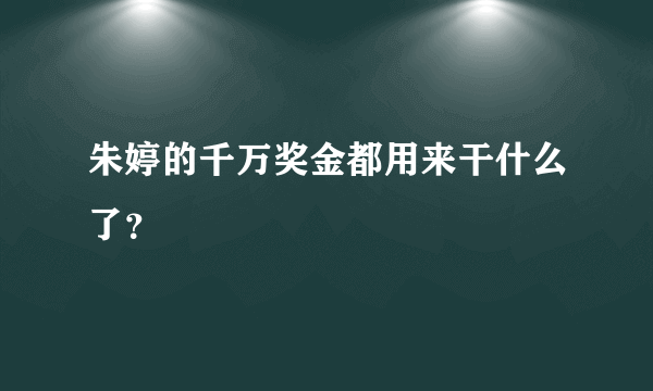 朱婷的千万奖金都用来干什么了？