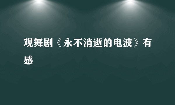 观舞剧《永不消逝的电波》有感