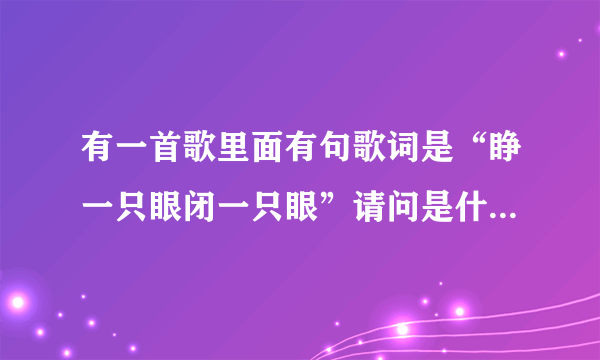 有一首歌里面有句歌词是“睁一只眼闭一只眼”请问是什么歌。是一个挺早的武侠电视剧的片尾曲？