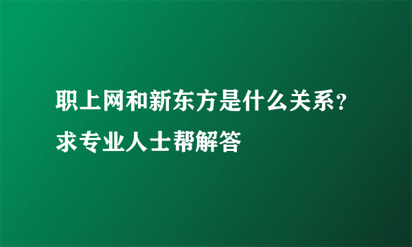 职上网和新东方是什么关系？求专业人士帮解答