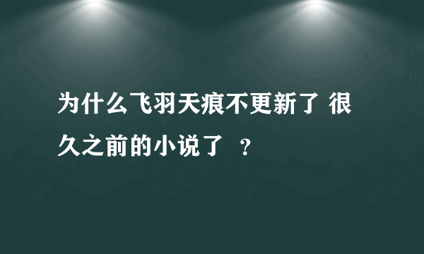 为什么飞羽天痕不更新了 很久之前的小说了  ？