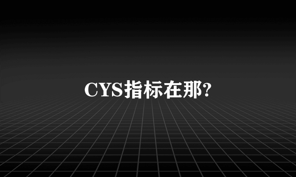 CYS指标在那?