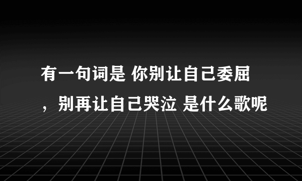 有一句词是 你别让自己委屈，别再让自己哭泣 是什么歌呢