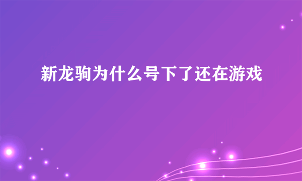 新龙驹为什么号下了还在游戏