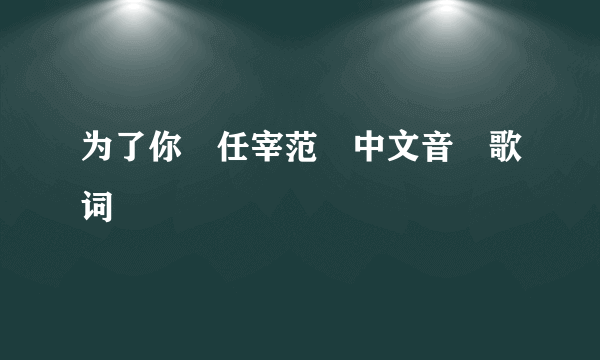 为了你　任宰范　中文音　歌词