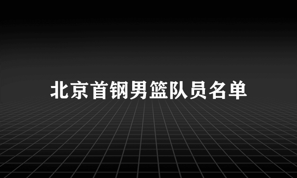 北京首钢男篮队员名单