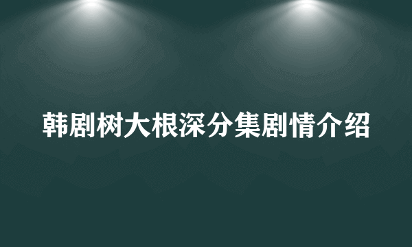 韩剧树大根深分集剧情介绍