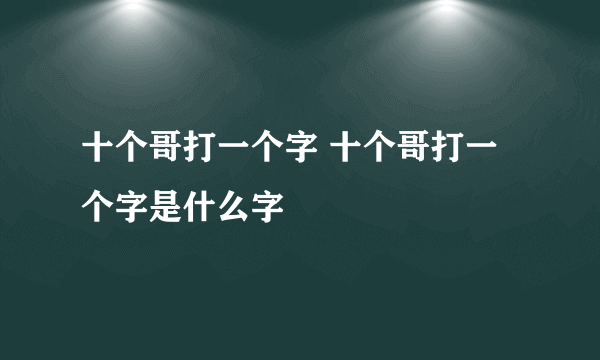 十个哥打一个字 十个哥打一个字是什么字