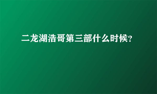 二龙湖浩哥第三部什么时候？