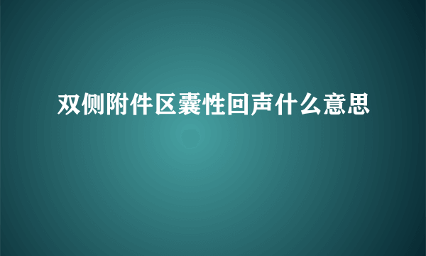 双侧附件区囊性回声什么意思