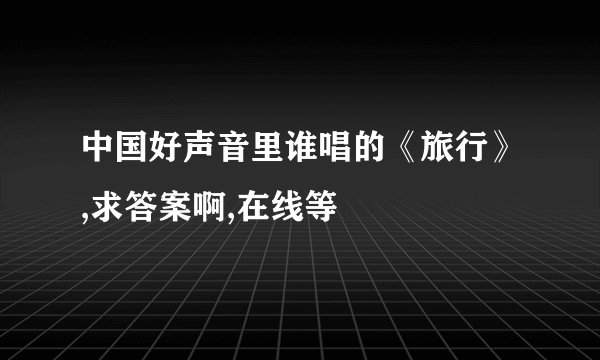 中国好声音里谁唱的《旅行》,求答案啊,在线等