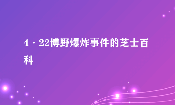 4·22博野爆炸事件的芝士百科