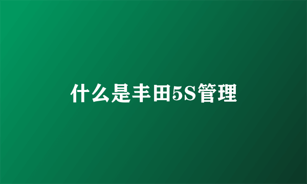 什么是丰田5S管理