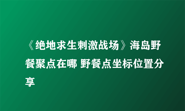 《绝地求生刺激战场》海岛野餐聚点在哪 野餐点坐标位置分享