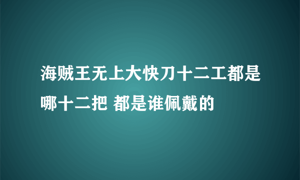 海贼王无上大快刀十二工都是哪十二把 都是谁佩戴的