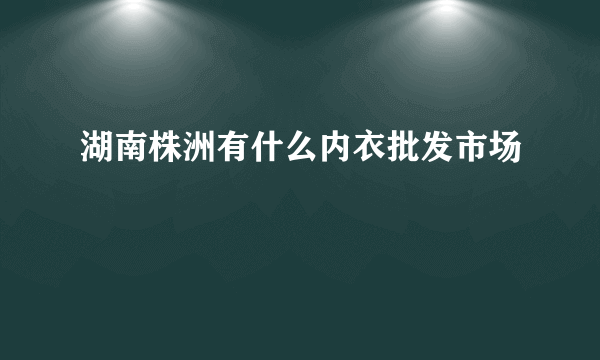 湖南株洲有什么内衣批发市场