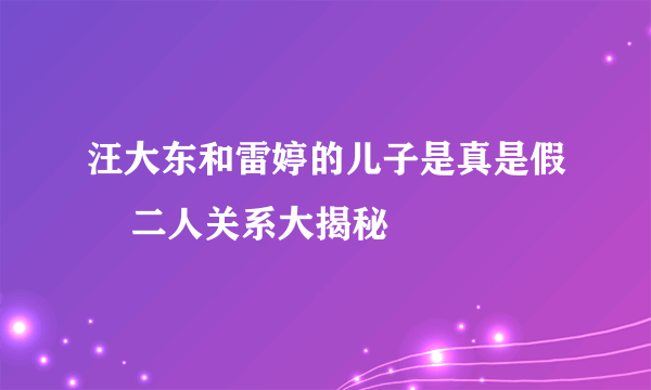 汪大东和雷婷的儿子是真是假    二人关系大揭秘