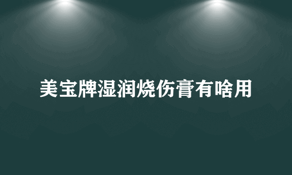 美宝牌湿润烧伤膏有啥用