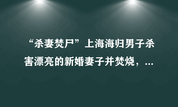 “杀妻焚尸”上海海归男子杀害漂亮的新婚妻子并焚烧，他为何如此凶残？