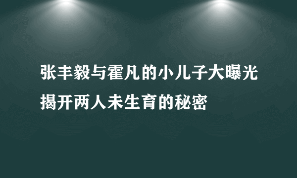 张丰毅与霍凡的小儿子大曝光揭开两人未生育的秘密