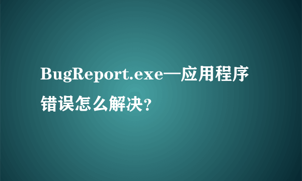 BugReport.exe—应用程序错误怎么解决？