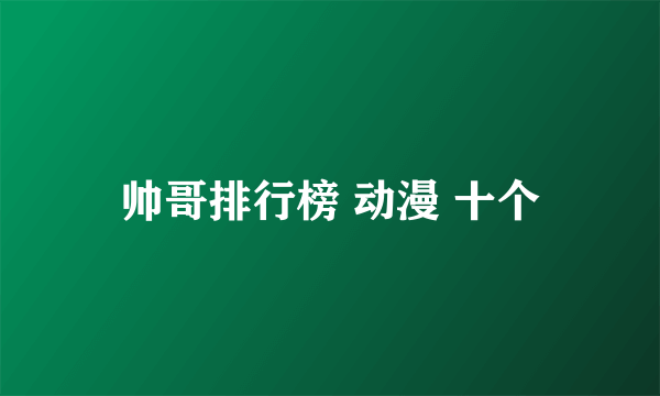 帅哥排行榜 动漫 十个