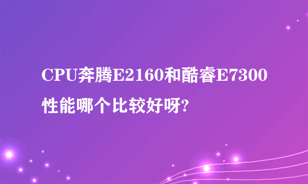 CPU奔腾E2160和酷睿E7300性能哪个比较好呀?