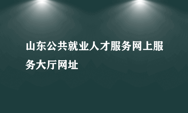 山东公共就业人才服务网上服务大厅网址