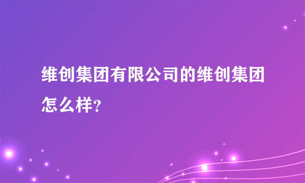 维创集团有限公司的维创集团怎么样？