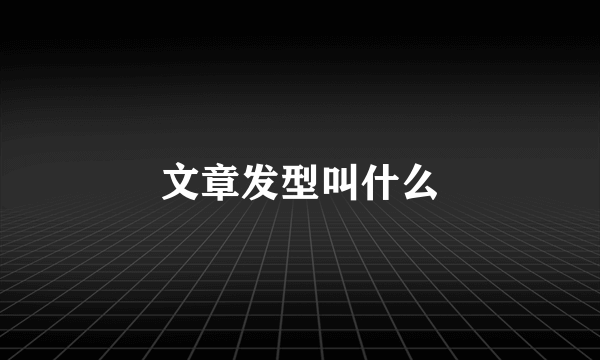 文章发型叫什么