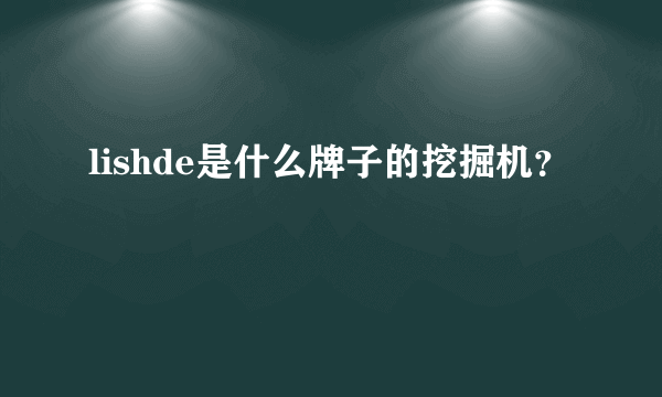 lishde是什么牌子的挖掘机？