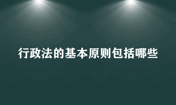 行政法的基本原则包括哪些