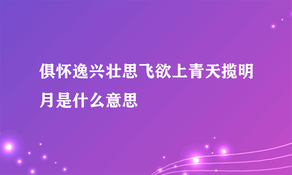 俱怀逸兴壮思飞欲上青天揽明月是什么意思